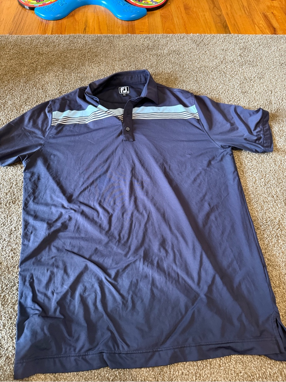 FootJoy Navy Polo with Light Blue Chest Stripes